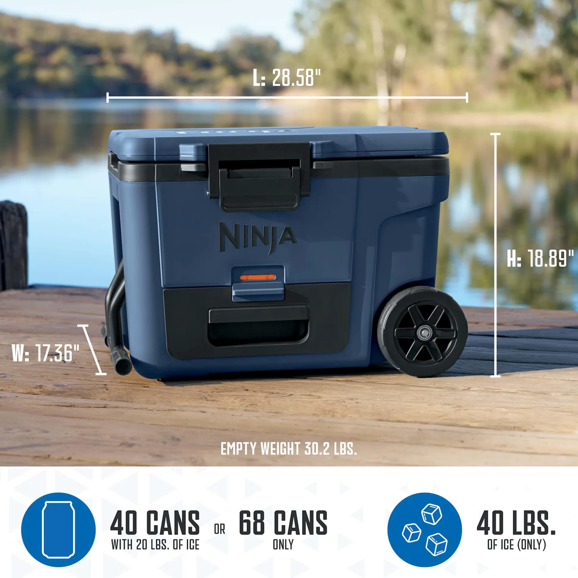 Ninja FrostVault™ 45qt Cooler with Wheels in Navy Blue