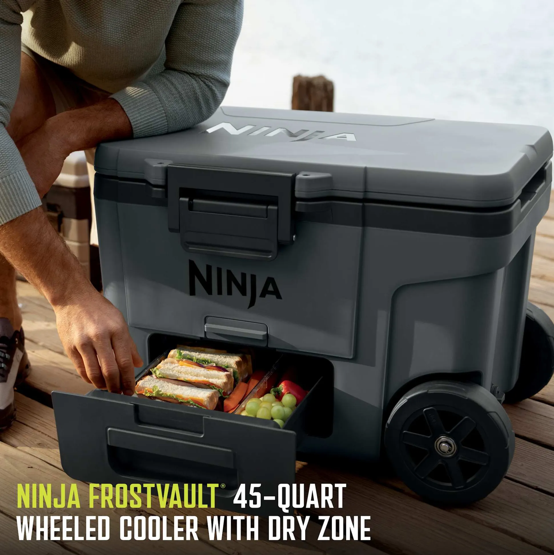 Ninja FrostVault™ 45qt Cooler with Wheels & Accessories in Charcoal Gray