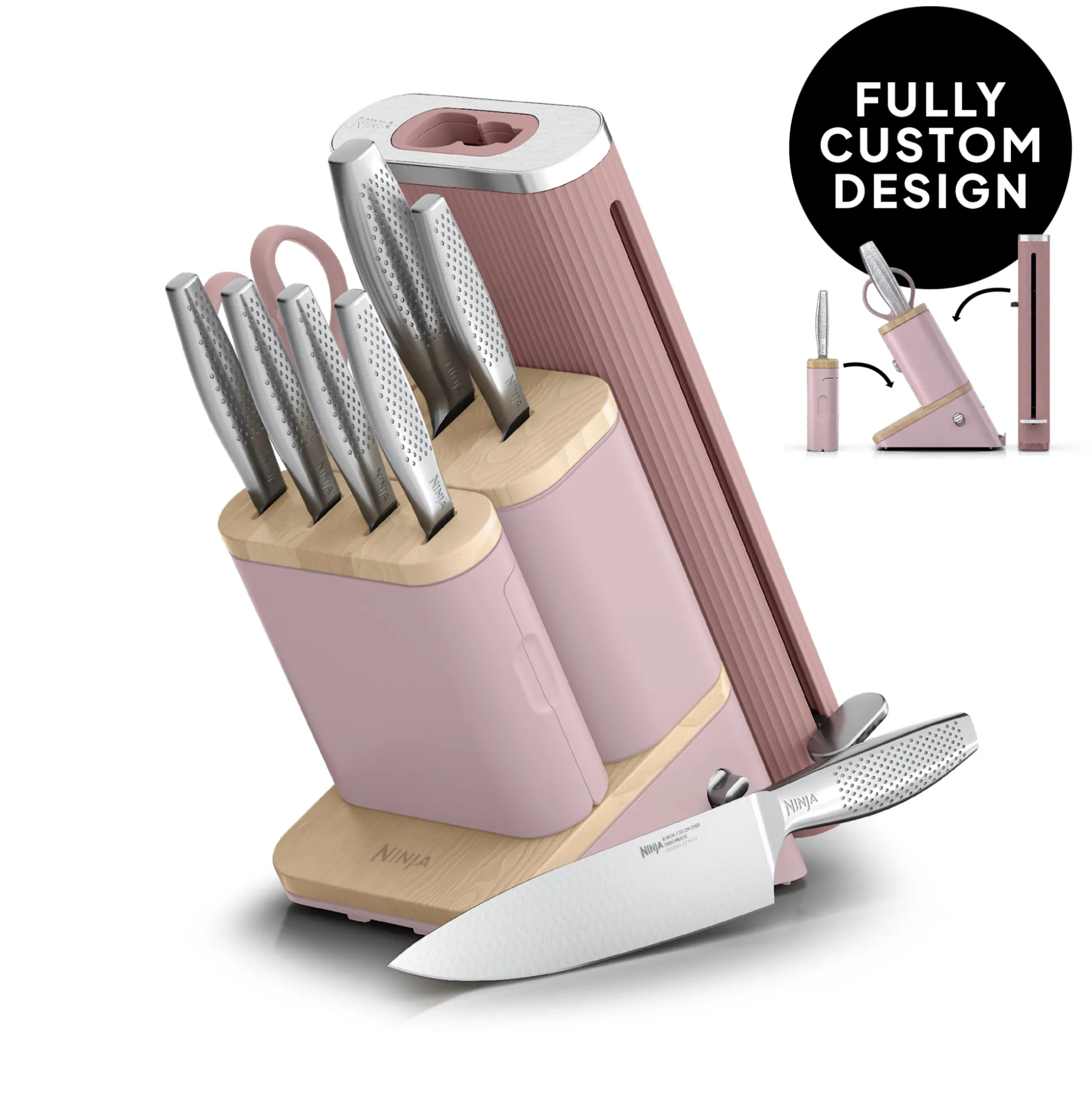 Ninja NeverDull® Pro 10-Piece Premium Kitchen Knife Set & Steak Knives in Chai Pink