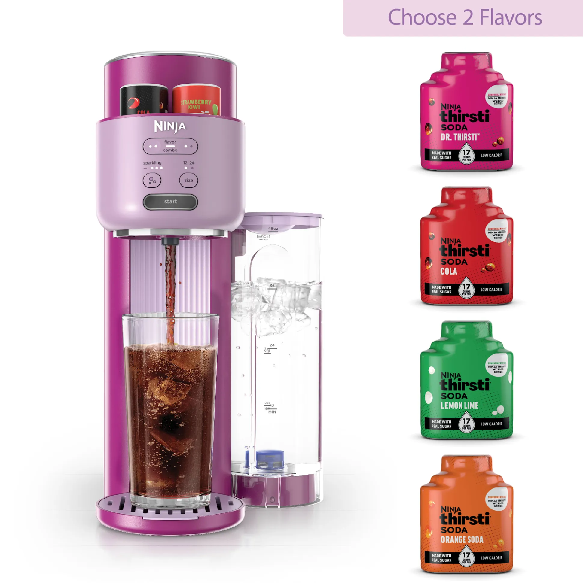 Ninja Thirsti™ Soda Machine in Pink and Drink Mix Bundle