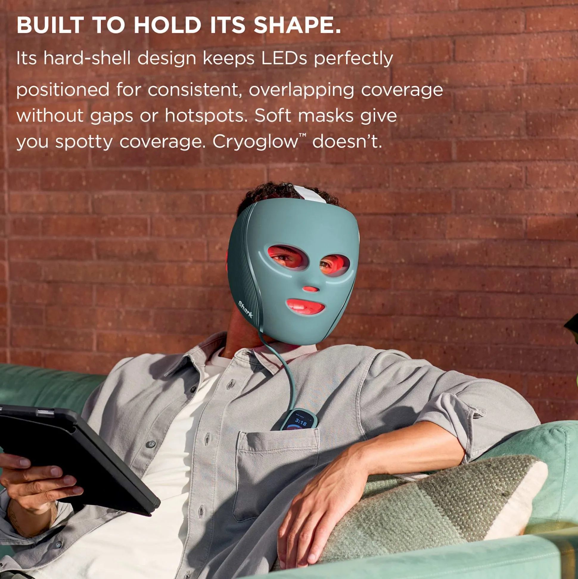 Shark CryoGlow™ LED Face Mask & Charging Stand in Blue