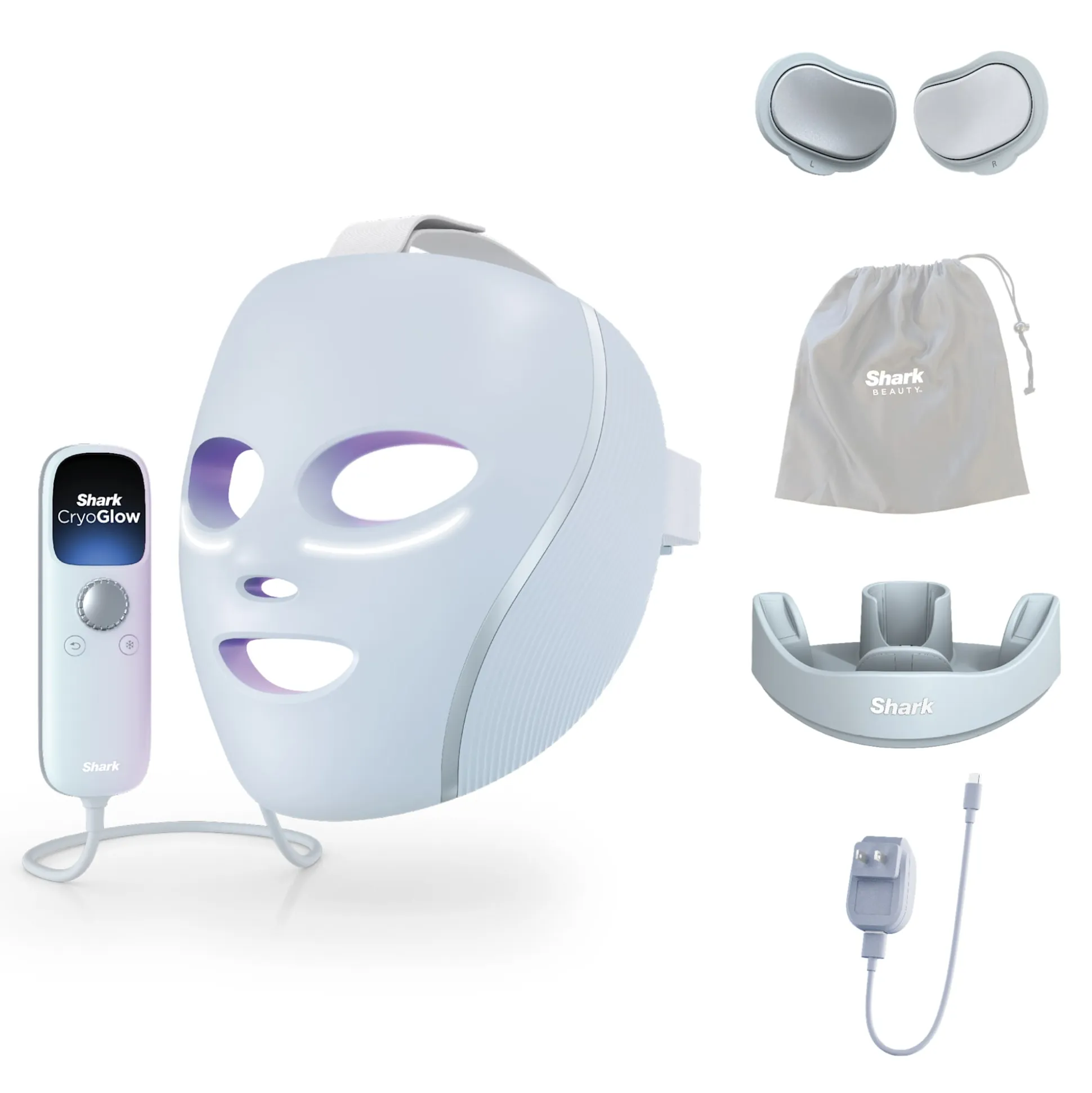 Shark CryoGlow™ LED Face Mask & Charging Stand in Blue